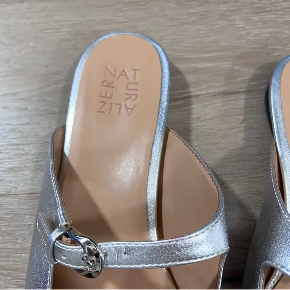 Naturalizer Apple Mary Jane Mules Metallic Silver Buckle 10 - Picture 4 of 8